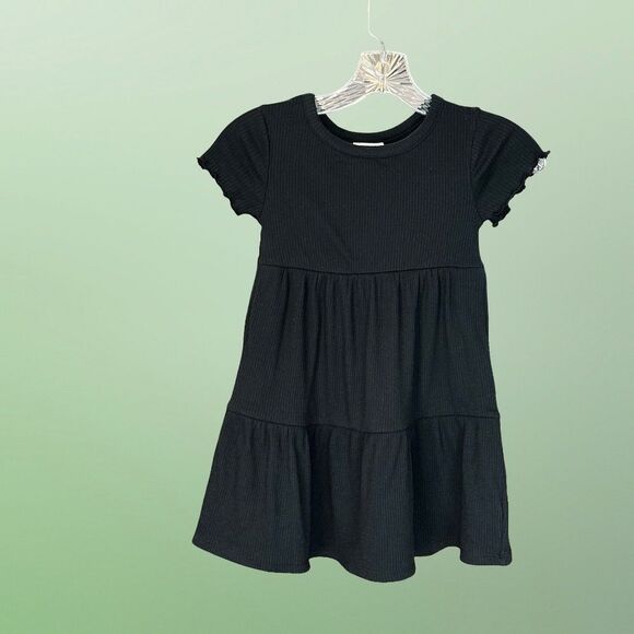 NWT Cat & Jack Girls Ribbed Short Sleeve Dress Black Size XS (4/5) - Picture 9 of 9